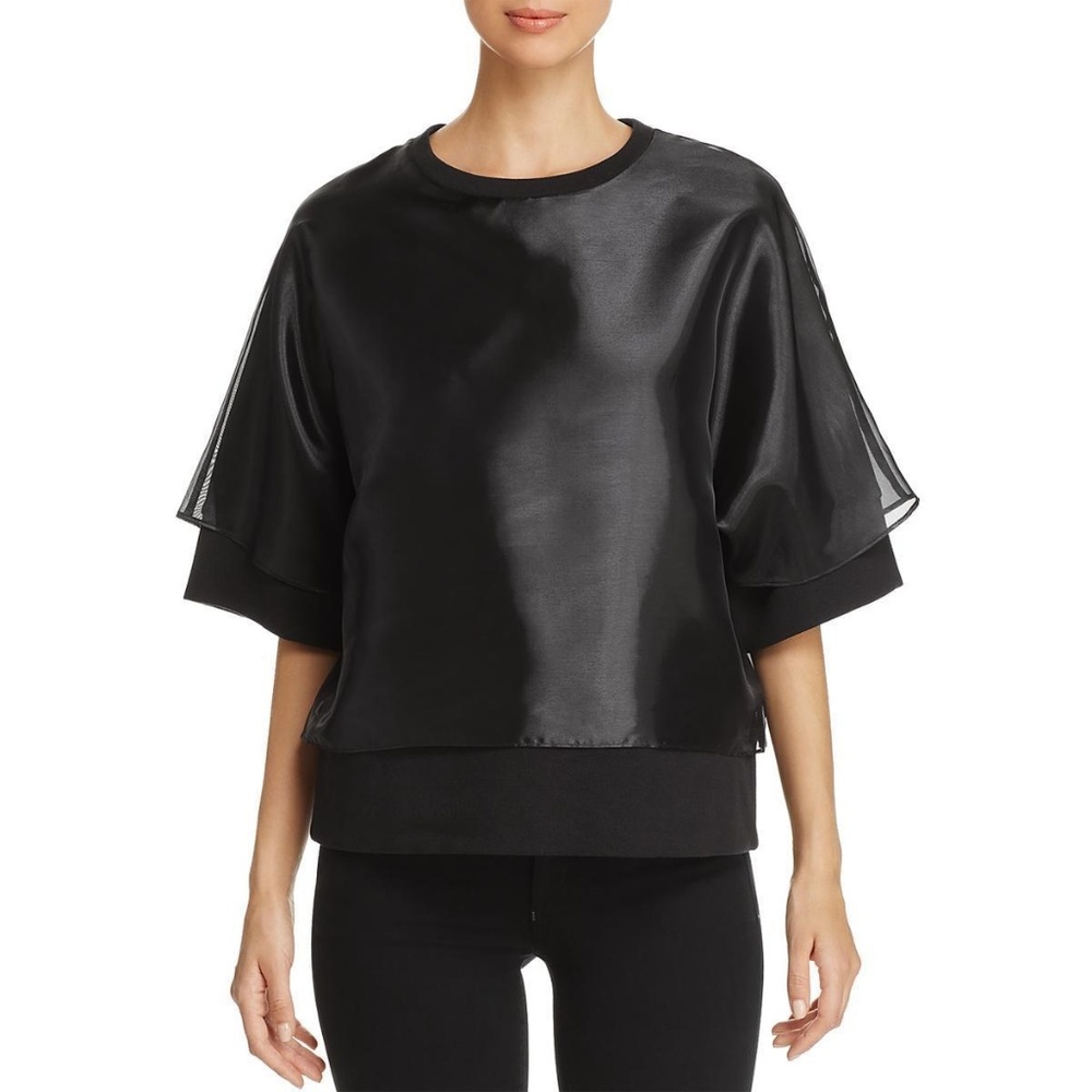Kenneth Cole Layered Oversized Black Top Shirt  S